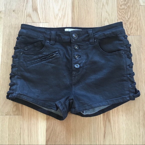 Free People Lone Ranger Coated Black Shorts - Picture 4 of 8